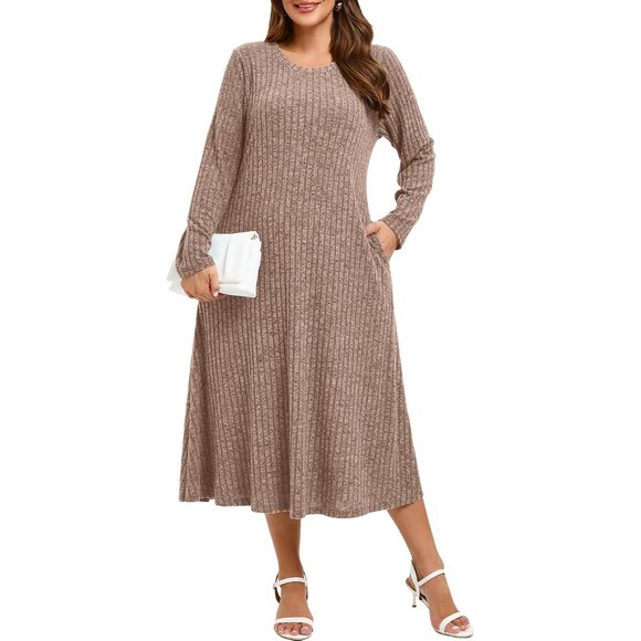 Dresses & Skirts - Plus Size Sweater Dress Maxi Fall Winter Casual Formal Dress